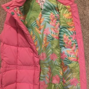 Lilly Pulitzer spring pink puffer vest